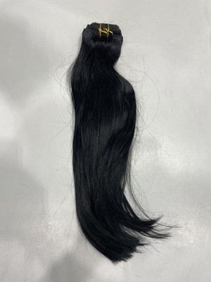 Sunfly Jet Black Straight Human Hair Clip-In Extensions, 7pcs 16''