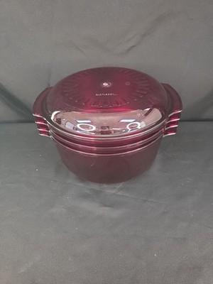 TupperWare Microwave Stack Cooker Steamer Cranberry Red 5 Piece TupperWave VTG