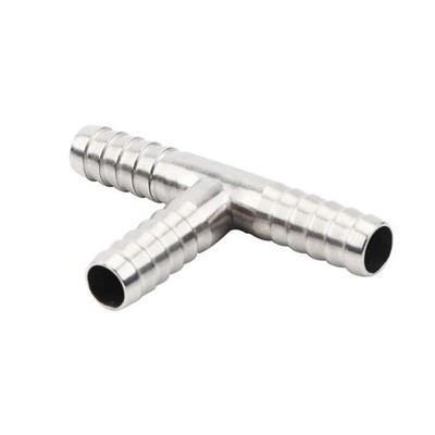 Stainless Steel 2'' Hose Barb, 3 Way Tee T Shape Barbed Co2 Splitter Fitting