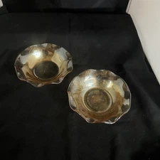 Vintage Jeanette Carnival Glass Floragold Louisa Ruffled Fruit Bowls 5.5” -set 2