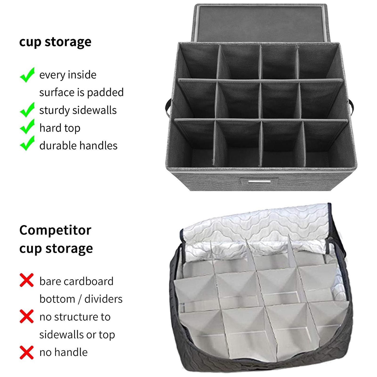 12 Stemware Storage Container Sturdy Portable Glassware Organizer For Wine