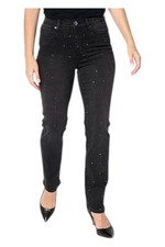DG2 by Diane Gilman Women's Stretch Denim Embellished Jean Wash Black