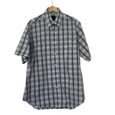 Tailorbyrd Collection Mens Plaid Short Sleeve Button Up Shirt Size XL Cotton
