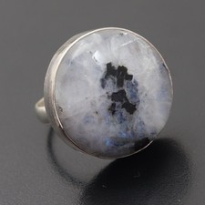 Rainbow Moonstone Gemstone 925 Sterling Silver Handmade Ring Jewelry Gift For