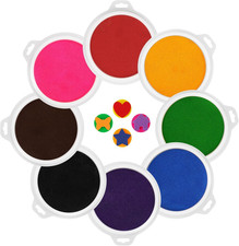 8 Colors Rainbow Stamp  Pads for Kids - 7" Large round Safe  Washable, Handpr