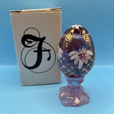Fenton Glass 4'' Tall Empress Rose Egg Figurine Paperweight w/ Box - 1183 of 3000