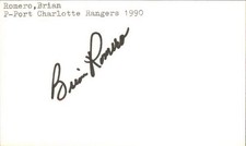 Brian Romero Signed 3x5 Index Card Cut Rangers Autograph Den