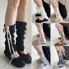 Lace-Up Leg Warmers Ballet Sweet Style with Slit for Women Dance Yoga Exercise
