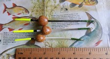 Three classic old cork and wader quill coarse fishing floats