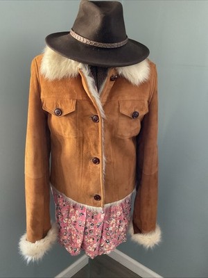 UGG Australia  Shearling Leather  Button Up Coat Size Medium