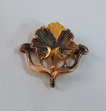 Vintage Gold Tone Victorian Pin Brooch with Loop for Watch or Pendant