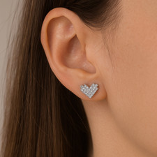 Romantic Heart CZ Stud Earrings 925 Silver 14K Gold Plated Dainty Love Jewelry