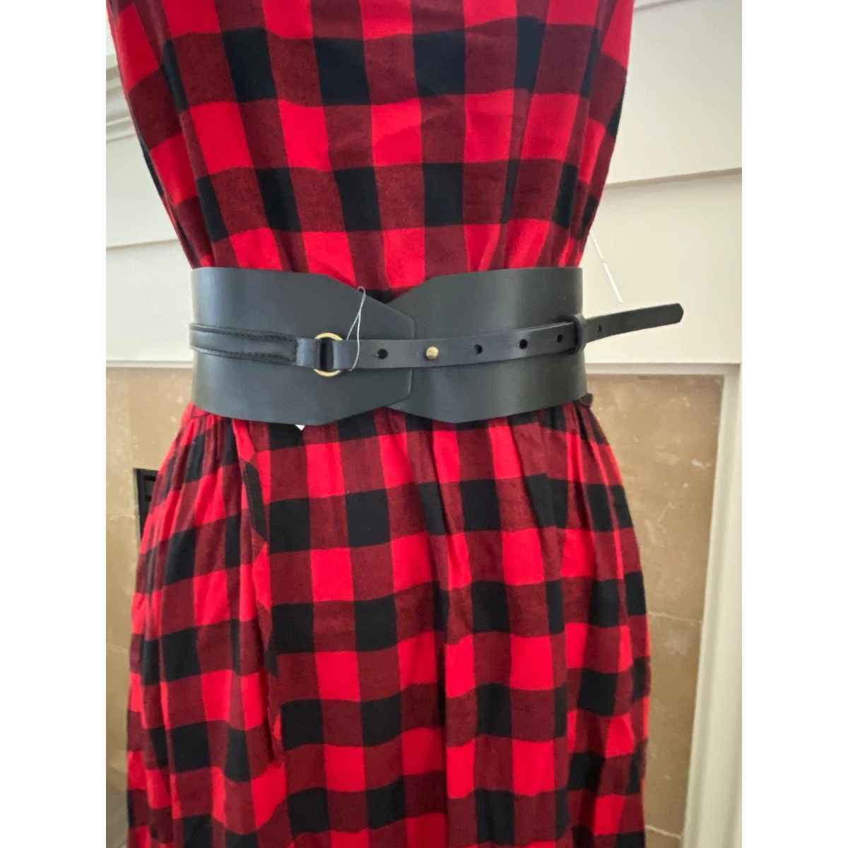 Anthropologie Wide Corset Leather Wrap Waist Belt Black SIZE L NEW Anthropologie Women main image 2