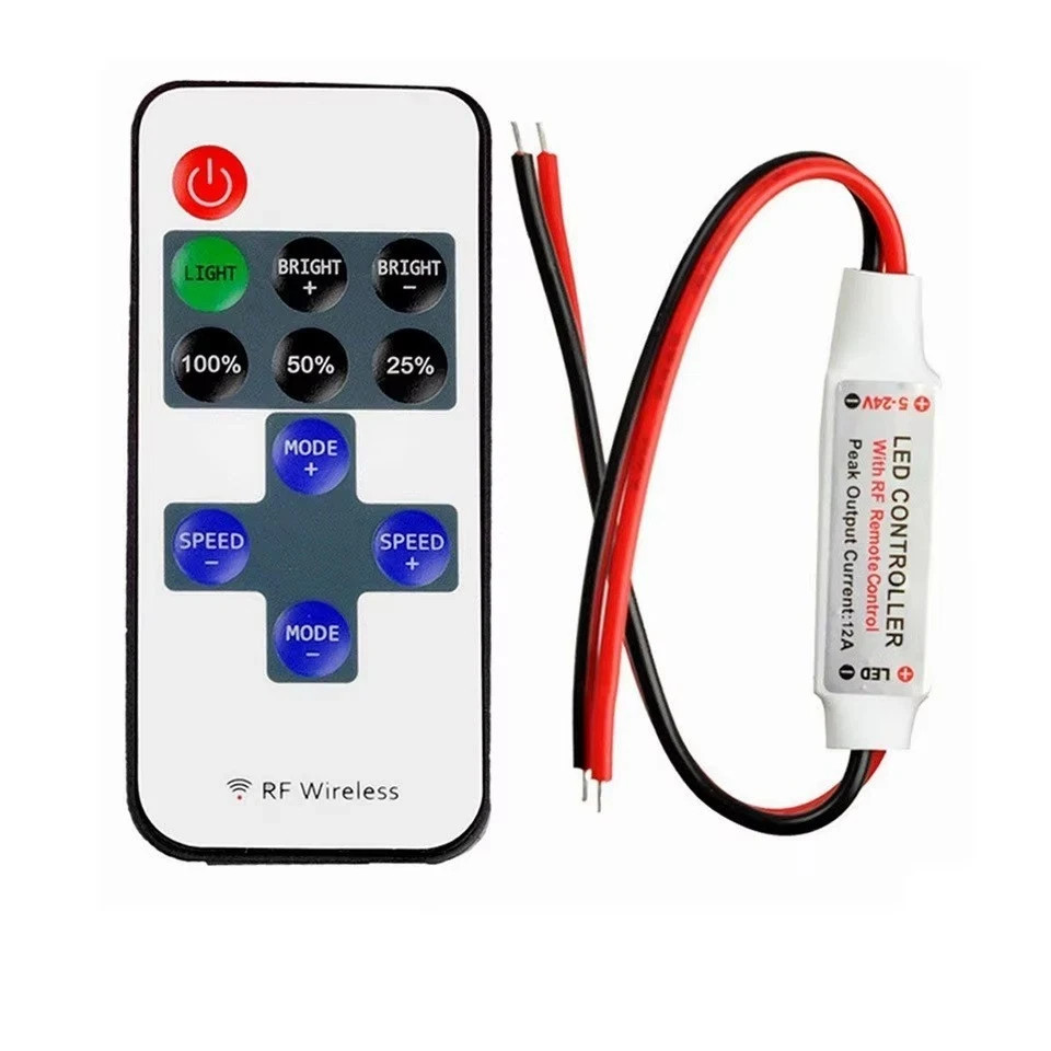 12V RF Wireless Remote Switch Controller Dimmer For Mini LED Strip Light UK