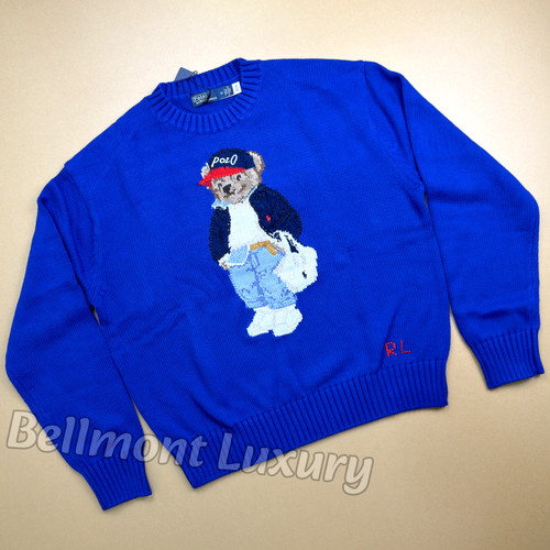 POLO RALPH LAUREN Polo Bear Blue Knit Sweater Men's Size XL NWT Luxury
