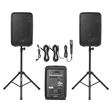 Portable PA System 300W Powered Sound System Set 8 Channel Mixer Dual Spea