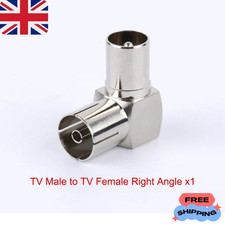 RF Right Angle Adapter Plug to Socket For TV Coax Aerial Cables Full Metal Male