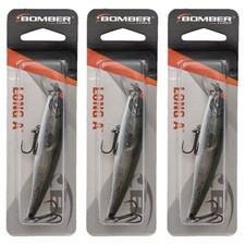 (Lot of 3) Bomber Lures Long A Silver Flash Green Back BMB14A 3.5in 3/8oz Rare