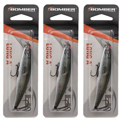 (Lot of 3) Bomber Lures Long A Silver Flash Green Back BMB14A 3.5in 3/8oz Rare