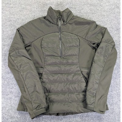 Lululemon Down For It All Half Zip Pullover Jacket Dark Olive Green Size 10