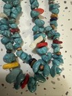 Turquoise Red Coral Heishi Double Stranded Beaded Necklace — photo 2