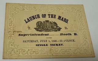 Launch Ticket HMS Mars Training Ship July 1st 1848 Chatham Dockyard River Tay