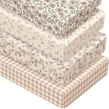 4 Pack Crib Sheets Girl Soft Baby Bed Sheet Set 52'' x 28" Nursery Crib Sheet...