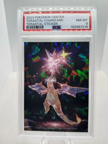 2023 POKEMON CENTER TERASTAL STICKER CHARIZARD PSA 8 HOLO PRISM NINTENDO