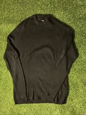 Italian Merino Wool Sweater Mens L Black Extra Fine RAFFI