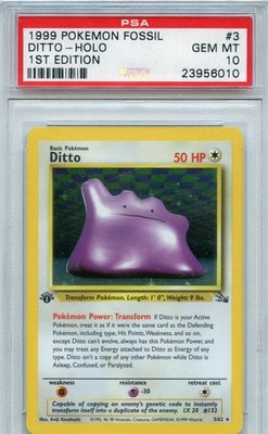 1st Edition DITTO Holo 1999 Pokemon Fossil # 3 Gem Mint PSA 10 No