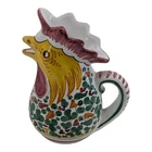 Vintage Italian Deruta Ceramic Hand Painted multicolored Rooster Pitcher 9" (KN)
