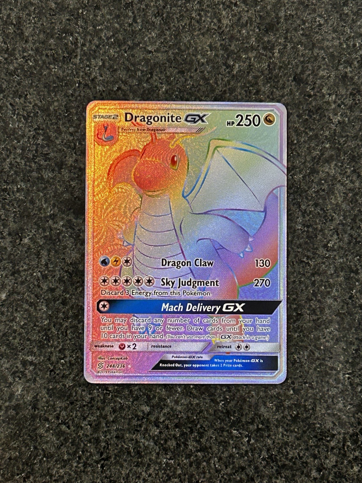 Pokémon Dragonite GX 248/236 Unified Minds Secret Rare Full Art Holo EN