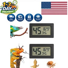 Compact Dual Display Reptile Thermometer  Humidity Gauge - Long-Lasting 2 Pack