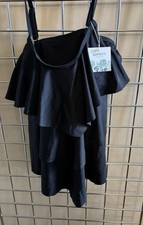 NWT B2prity Black Ruffle Tankini Bathing Suit Top Sz XL Removable Pads