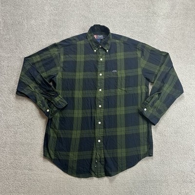 CHAPS RALPH LAUREN Herren Hemd Shirt Gr M Karo Casual Holzfäller Logo 21118 Grün
