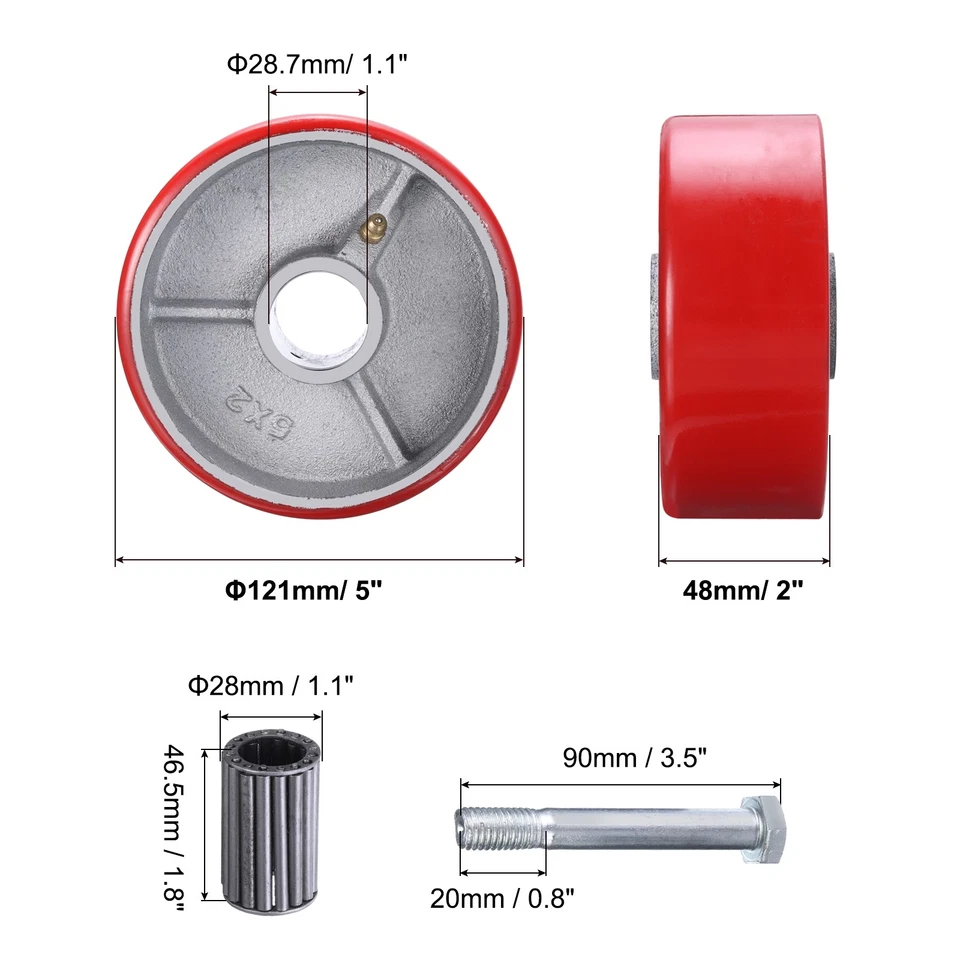 5" Lenkrollen 1-1/8" Bohrung Polyurethan auf Stahlrad mit hoher Tragfähigkeiteit - Bild 2 von 4