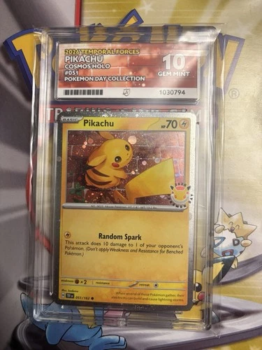 Pikachu Pokemon TCG Temporal Forces 051/162 Cosmos Holo Pokemon Day Ace 10