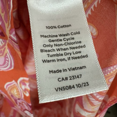 NEW Talbots Sutton Shirt Dress Size 12 Orange Pink Floral Paisley Pockets Summer - Picture 7 of 13