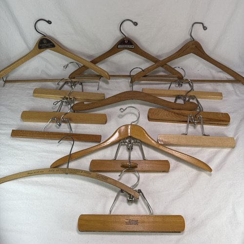 Lot Of VTG Wooden Clothes Hangers Setwell Heavy Wooden Suit / Trouser Hanger