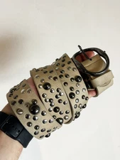 vintage streetwear rare real leather japanese style metal belt 90s y2k