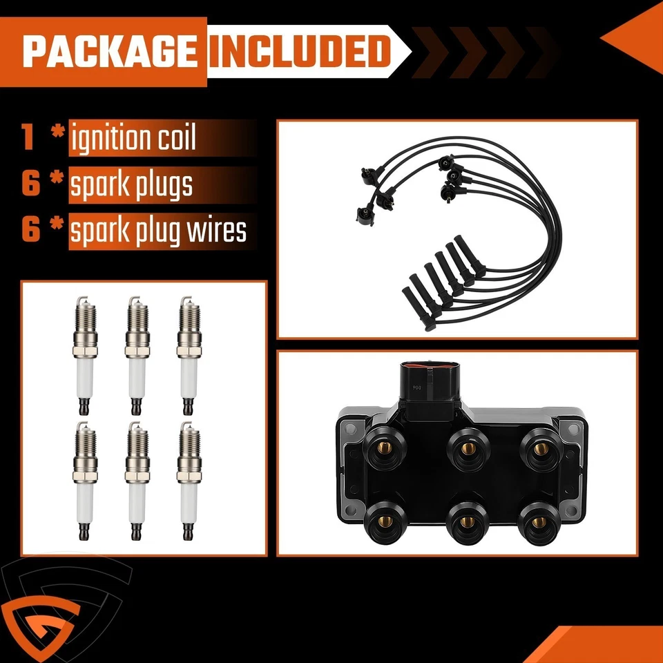 New Ignition Coil Pack & Spark Plugs & Wires for 1989-1995 Ford Taurus 4.0L V6 - Image 3 of 4