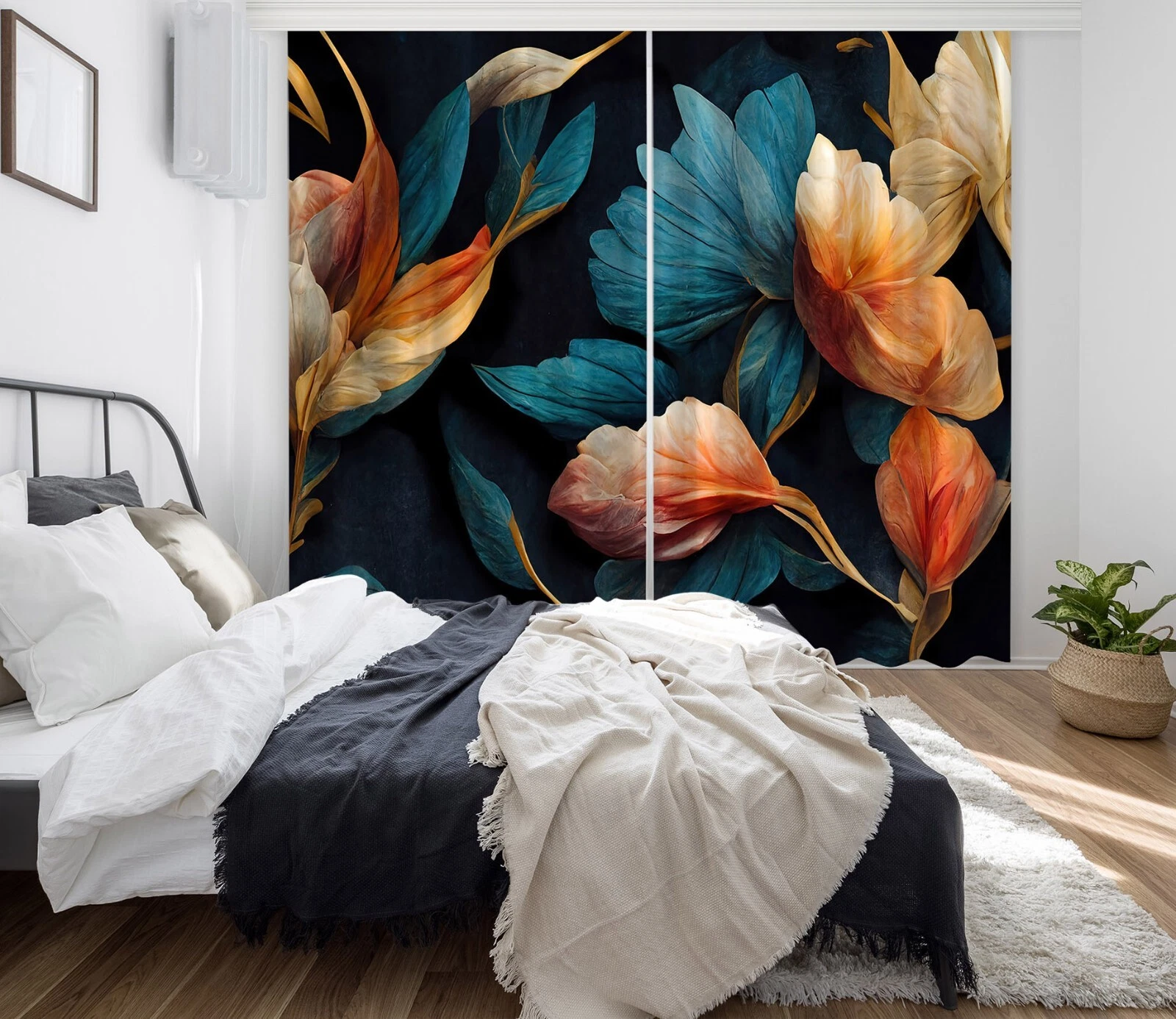 3D Blue Floral ZHUC253 Photo Curtain Window Blockout Fabric Vera 2023