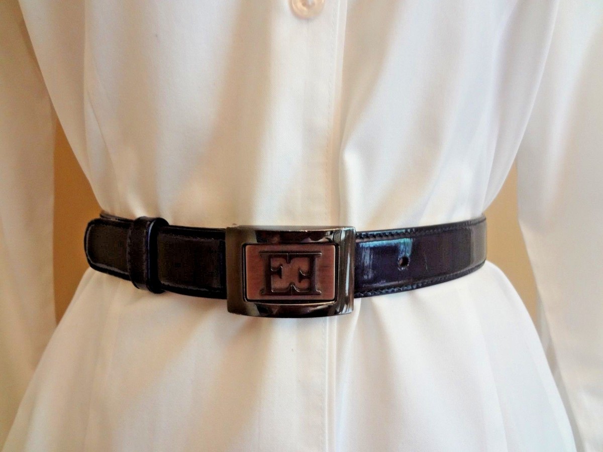 Escada Blue Patent Leather with Metal 