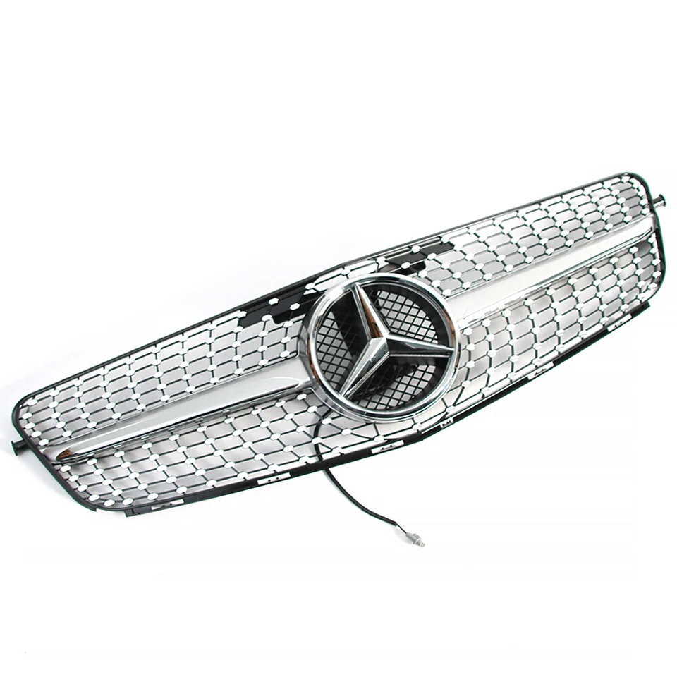 Front Grill w/LED Emblem For Mercedes Benz W204 C250 C300 C350 2008-2014 Grille - Image 2 of 4