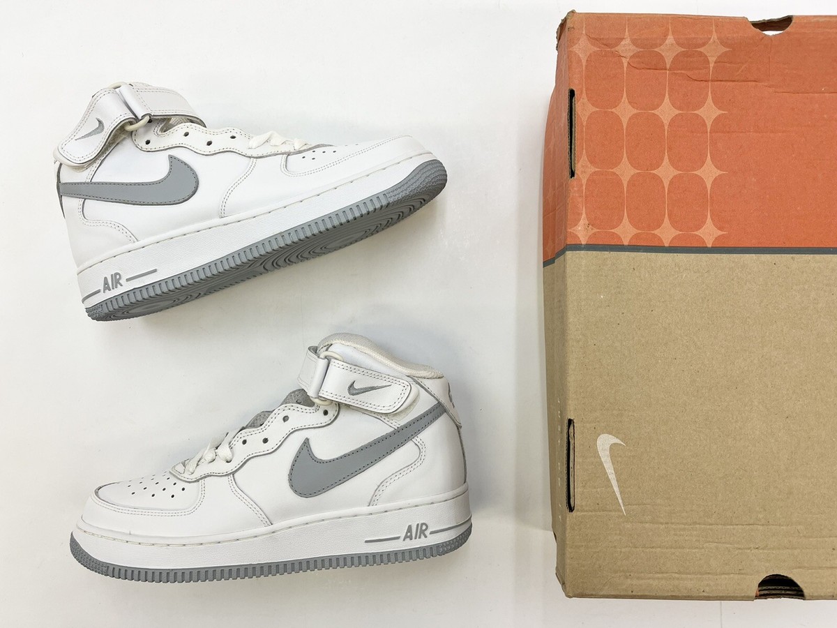 2003 Vintage Nike Air Force 1 Mid White Silver Leather sz