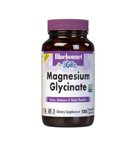 Bluebonnet Magnesio Glicinato 120 Capsule Vegetali,Antistress,Immunità - Photo 1 sur 6