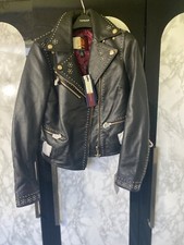 Tommy Hilfiger Black Leather Ladies Biker Jacket New With Tags