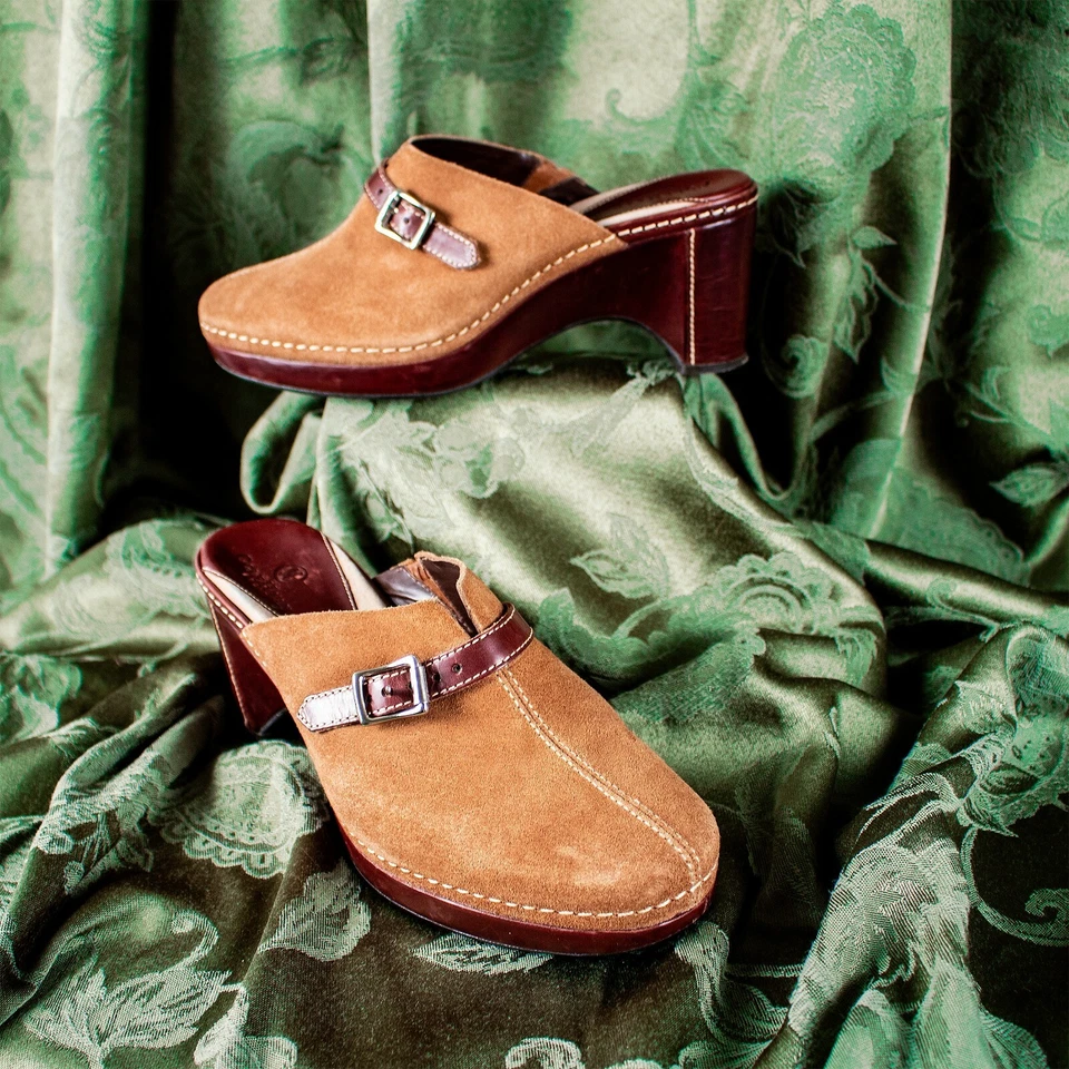 COLE HAAN Nuevos Zapatos Mules Beige Rojizo Gamuza Sólida Mujer Cinturón Talla 6 B Foto 3 de 4