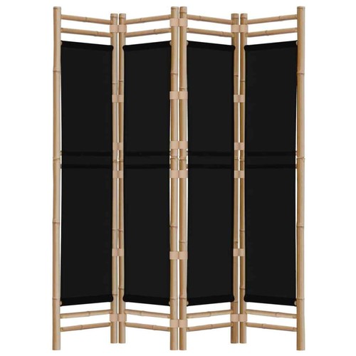 NNEVL Folding 4-Panel Room Divider 160 cm Bamboo and Canvas - Bild 5 von 9