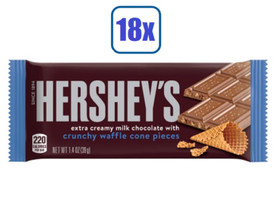18x Bars Hershey's Crunchy Waffle Cone Pieces Creamy Chocolate Candy - 1.4oz